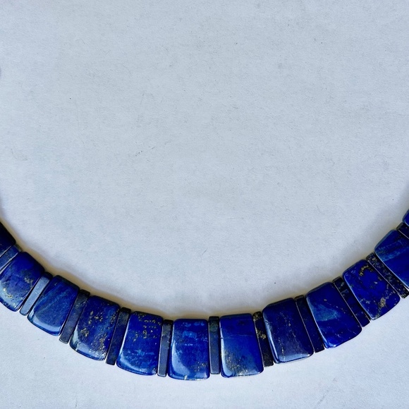 vintage gorgeous lapis lazuli collar with matching drop earrings - Picture 8 of 9